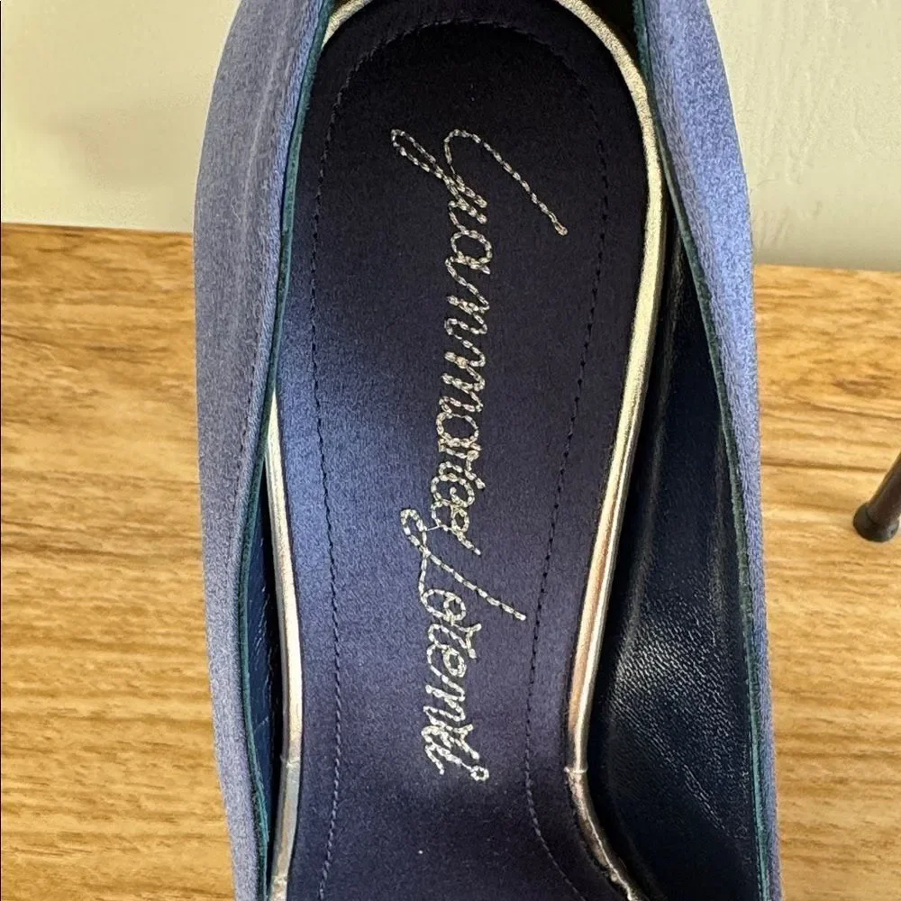 Gianmarco Lorenzi Blue Silk & Velvet Stiletto Heels Made in Italy Size EU 37.5